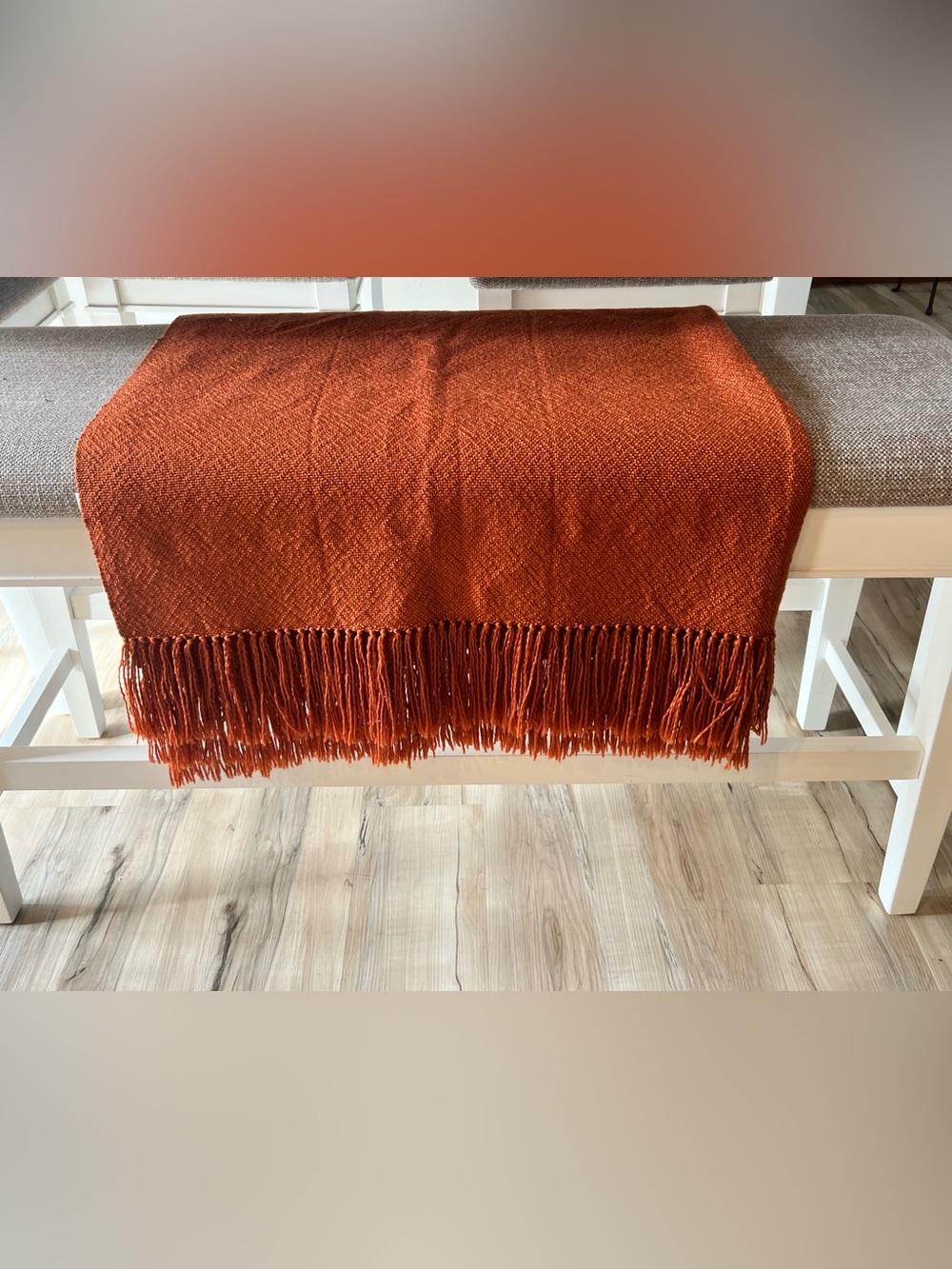Pumpkin Orange Fringed Throw Blanket - Home Bedding